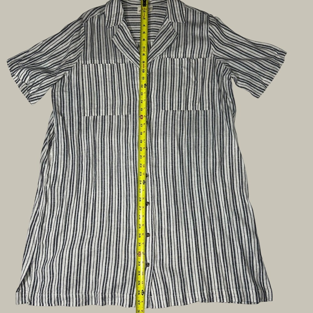 Universal Thread Women's Striped Linen Blend Button Front Shirt Dress Size M